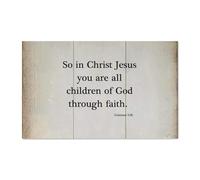 Guangpat Panneau en bois avec verset de la Bible vintage « So in Christ Jesus You Are All Children » - 40,6 x 25,4 cm - Décoration murale familiale pour salon, chambre à coucher