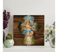 Guangpat Panneau en bois « Be still And Know That I Am God » avec verset de la Bible - Décoration murale chrétienne rustique pour maison, chambre à coucher, cuisine, salon - 20,3 x 20,3 cm