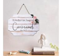 Guangpat Panneau en bois « If You Love Me, keep My Commands.14:15 » - Verset de la Bible - Plaque en bois chrétienne rustique - Décoration murale familiale - Citation chrétienne pour salon, chambre à
