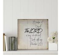 Guangpat Panneau en bois rustique Jésus avec inscription « A Psaum of The LORD Is My Shepherd » - 30,5 x 30,5 cm - Décoration murale familiale pour maison, chambre à coucher, cuisine, salon