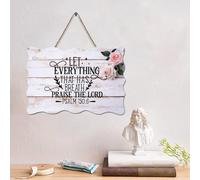 Guangpat Panneau en bois rustique Jésus « Let Everything That Has Breath Praise The Lord » - 10,2 x 15,2 cm - Décoration murale chrétienne pour cuisine, chambre à coucher, salon, foyer