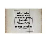 Guangpat Panneau en bois « When Pride Comes, then Comes Disgrace » - Verse de la Bible - Décoration murale - Décoration murale - Citation chrétienne pour salon, chambre à coucher, nouvelle maison