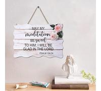 Guangpat Plaque en bois avec verset de la Bible de Jésus « May My Meditation Be Sweet to Him » - Décoration murale rustique - Citation religieuse pour salon, chambre à coucher, nouvelle maison - 10,2