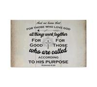Guangpat Plaque en bois rustique avec verset de la Bible de Jésus et nous savons que pour ceux qui aiment Dieu-all-things - Décoration murale rétro en bois pour maison, homme, grotte, porte, porche