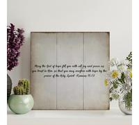 Guangpat Plaque en bois vintage avec inscription « May The God of Hope Fill You with All Joy And Peace » - Décoration murale chrétienne pour salon, cuisine - 30,5 x 30,5 cm