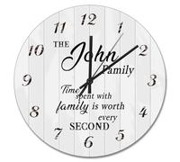 Guangpat Time Spent with Family Horloge murale en bois craquelé Blanc 38,1 cm Horloges murales en bois Country Beach House Decor Retraite Salon Cadeau pour homme, femme, ami