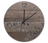 Guangpat Whatever I'm Late Anyways Horloge murale en bois 38,1 cm Grande horloge murale à piles Vintage Country Lake House Décor pour salon, chambre à coucher, cuisine, décoration de ferme