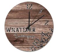 Guangpat Whatever I'm Late Anyways Horloge murale en bois marron grande horloge murale 38,1 cm Vintage Country Lake House Decor Retraite Salon Cadeau pour homme, femme, ami