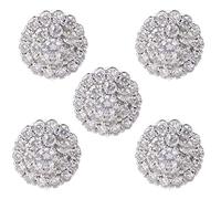Guangzhou 5 pièces 12mm cristal strass fleur boutons ronds avec boucle embellissements en métal bouton décoratif argent