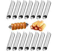 Guanici 14 Pièces Cannoli Tubes Cannoli Moules Tube à crêpes en acier inoxydable Moule en corne crème Moule de cuisson de pain de corne de gâteau en spirale pour Croissant, Feuilletés, Crème Glacé