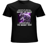 GUANJIE Four Out of The Five Voices in My Head Think You Re an Idiot Other One is Deciding Where to Bury Wolf Men's Round Neck T-Shirt Black XXL