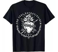 GUANJIE New Limited Sacred Heart of Jesus Catholic T-Shirt Black S