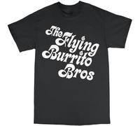 GUANJIE The Flying Burrito Brothers T-Shirt 100% Cotton Gram Parsons Chris Hilman Black S
