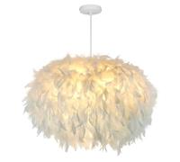 55 cm/17,8"Ellipsoïde Plume Blanche Suspension Abat-Jour en Plumes Plafonnier Lustre en Plumes pour Salon, Chambre à Coucher, Salle à Manger