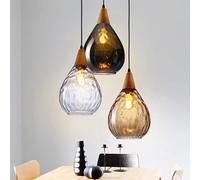 GUANSHAN Abat-jour en verre en forme de goutte de lumière pendante en verre avec des ondulations d'eau eiling lampe plafonnier éclairage lampe de chevet pour chambre, bar, salle à manger
