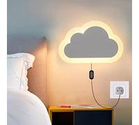 GUANSHAN Cloud Night Light LED Chambre d'enfants Applique murale Lampe de chevet Éclairage mural Applique murale décorative Applique murale de fond pour chambre à coucher, salon, escaliers, L