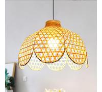 GUANSHAN Fleur Créative Tressée Bambou Suspension Abat - Jour En Bambou Suspension Ambiance Bambou Art Suspension Salon Salle à Manger Décoration Plafonnier