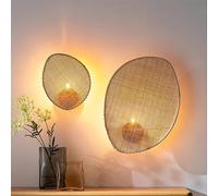 GUANSHAN Lampe murale créative en rotin tissé à la main, abat-jour rétro décoratif en rotin, lampe de nuit style Wabi-Sabi japonais, lampe de chevet pour chambre à coucher, couloir, escaliers