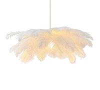 GUANSHAN Lampe suspendue créative en plumes blanches, abat-jour simple en plumes, lampe de plafond, lustre décoratif pour chambre, escaliers, salle à manger