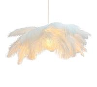 GUANSHAN Lampe suspendue créative en plumes blanches, abat-jour simple en plumes, lampe de plafond, lustre décoratif pour chambre, escaliers, salle à manger