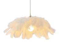 GUANSHAN Lampe suspendue créative en plumes blanches, abat-jour simple en plumes, lampe de plafond, lustre décoratif pour chambre, escaliers, salle à manger