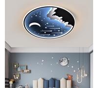GUANSHAN Lustre ciel étoilé bleu LED Lune Plafonnier Lustre Dessin animé Étoile Lampe suspendue Plafonnier Luminaire de plafond pour chambre à coucher, chambre d'enfant
