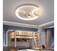 GUANSHAN Plafonnier 3D Astronaute Lune LED Astronaute Lustre Plafonnier Dessin Animé Lune Lustre Protection des Yeux Plafonnier Luminaire pour Chambre, Chambre d'enfant