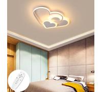 GUANSHAN Plafonnier 3D Led Coeurs Créatifs Régulation Intelligente Gradation en Continu Plafonnier Éclairage pour Garçons Filles Chambre Maternelle avec Télécommande, 44W