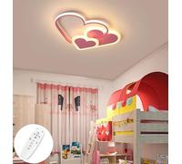 GUANSHAN Plafonnier 3D Led Coeurs Créatifs Régulation Intelligente Gradation en Continu Plafonnier Éclairage pour Garçons Filles Chambre Maternelle avec Télécommande, 44W