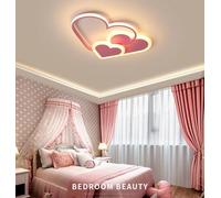 GUANSHAN Plafonnier 3D LED Créatif Stéréoscopique Coeurs Plafonnier Éclairage pour Garçons Filles Chambre Maternelle, Lumière Chaude, 30W, Rose