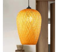 GUANSHAN Plafonnier en Bambou Tissé à la main Fil de Bambou Naturel Fil de Style Pastoral Suspension Pendant Plafonnier Lustre Pour Bar, Café, Loft, Restaurant, Salon, Chambre à coucher