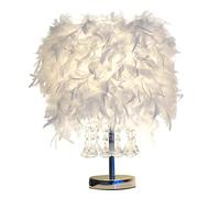 GUANSHAN Plume Lampe de chevet Abat-jour de chevet Moderne Plume Table Abat-jour de bureau avec 9 glands en cristal pour salon, chambre, bar, restaurant, hôtel