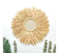 GUANSHAN Rafia Herbe Tissée Mur Décoration Style Marocain Miroir Accrocher Mur Créatif Mur Pied Photographie Mur Décoration Chambre Salon