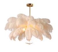 GUANSHAN Suspension en Plumes d'Autruche Blanches - Lustre Luminaire de Plafond pour Chambre à Coucher