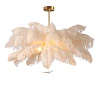 GUANSHAN Suspension en Plumes d'Autruche Blanches - Lustre Plafonnier pour Chambre à Coucher, Salon
