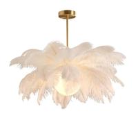 GUANSHAN Suspension en plumes d'autruche blanches Plafonnier en plumes Abat-jour en plumes Lustre Lampe suspendue en plumes Plafonnier Luminaire de plafond pour chambre à coucher, salon