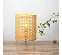 GUANSHAN Tissé à La Main En Rotin Lampe De Table Style Zen Lampe De Table Veilleuse Hexagonale En Rotin Tissé Lampe De Table Lampe De Chevet Chambre à Coucher, Salon Décoratif Lampe De Table