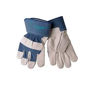 Guante americano flor vacuno natural con lona azul, forrado en palma