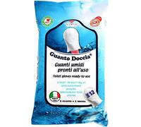 Guanto Doccia® - Lot de gants de douche (12 au total), humides et savonneux pour l’hygiène du corps, prêts à l’emploi, sans rinçage, fabriqué en Italie