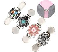 Guanyj Lot de 4 pinces à épingles, 4 styles, pour châle, pull, fleurs anciennes, boucles pour femme (argent vieilli), 3,5 * 9 cm, Métal, Alliage