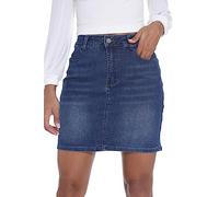 GUANYY Minijupe en Jean pour Femme, Coupe ajustée, décontractée, Extensible, Taille Haute, Bleu, Taille S