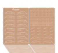 Guapa Lot de 4 peaux d'entraînement réalistes en silicone pré-imprimées recto verso pour traits, ombrage, sourcils, microblading, maquillage permanent (Brown eyebrow training skin)