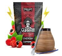Guarani Energia con Guarana yerba mate set with accessories | Yerba mate stimulant avec guarana | Calebasse, bombilla et accessoires | Caféine naturelle | Yerba mate du Paraguay | 500g | 0,5kg