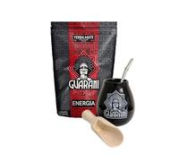 Guarani Yerba Mate Service à thé | Boisson énergétique naturelle forte | Ensemble complet de thé maté | Kit débutant | Yerba Mate GUARANI ENERGY Booster + Kit Guarana 500 g | Gourde en céramique 300 ml | Bombilla en acier inoxydable