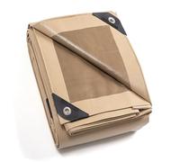 GUARD SHIELD Bâche de Protection Bâche Imperméable étanche 4x4m Beige/Kaki 160g/m² Polyéthylène Bâches UV Résistant avec œillets