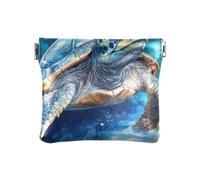 Guarda Monedas para carro Petit porte-monnaie en cuir Motif tortue féroce reptile Bleu