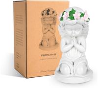 Guardian Angel Praying Statue White Angel Statue Grave Decoration Weatherproof Resin Desk Garden Statues with Wings for Thanksgiving