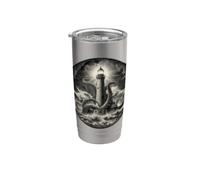 Guardian of the Deep Gravé Lighthouse Mythical Sea Battle Gobelet isotherme en acier inoxydable double paroi