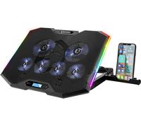 Guardian S-C100 RGB Gamer Laptop Cooler - 6 Fans - LCD Controller - 5 Adjustable Heights - Compatible 12'' to 17'' - Removable Stand, Intel, Air, Black