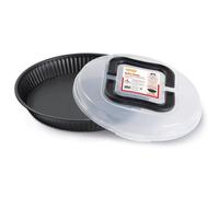 Guardini Bake Away, Moule à tarte de 28 cm avec couvercle de transport, en acier avec revêtement anti-adhérent, couleur noire, Noir, TU